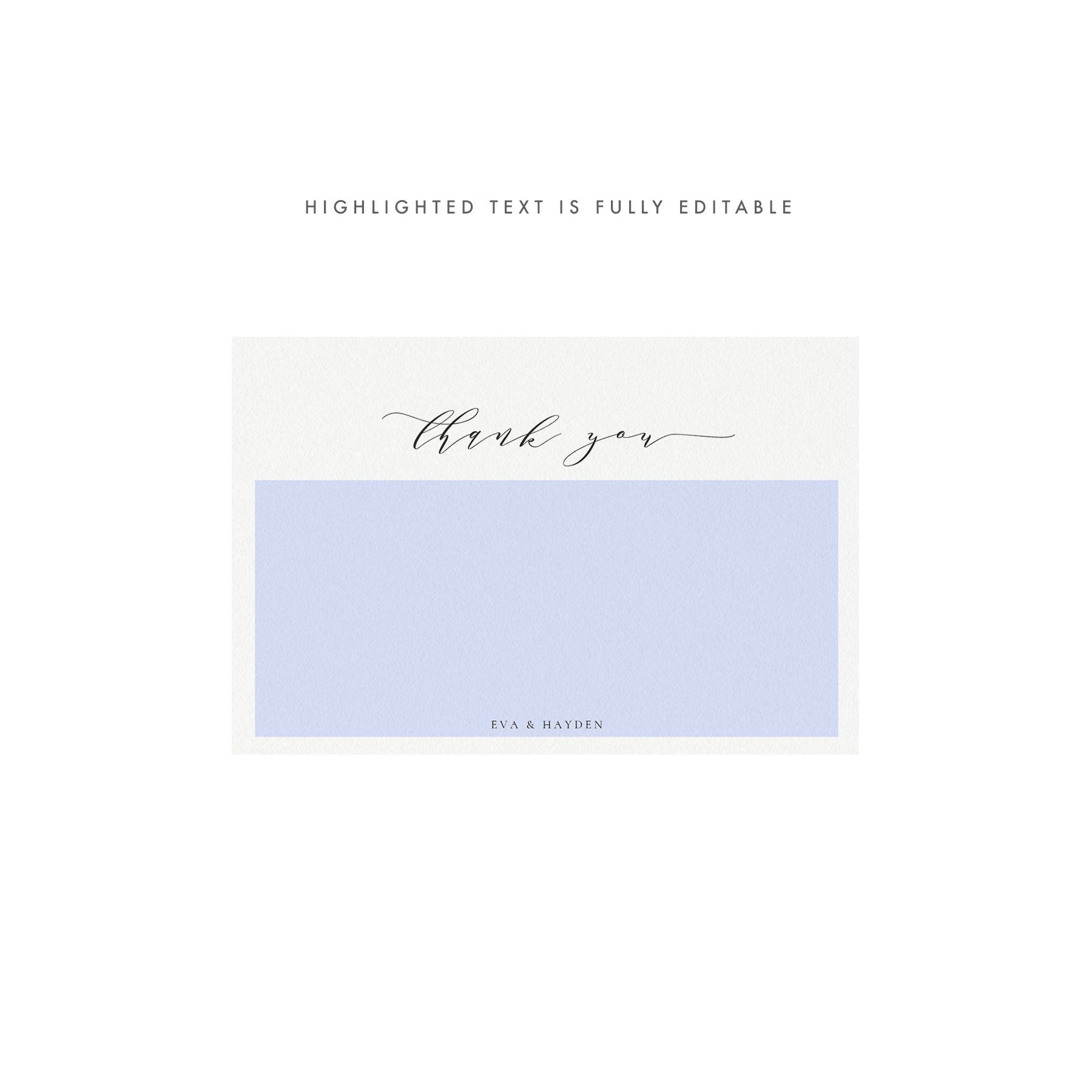 Calligraphy Thank You Card Template: Black, A6 (PDF Instant Download)