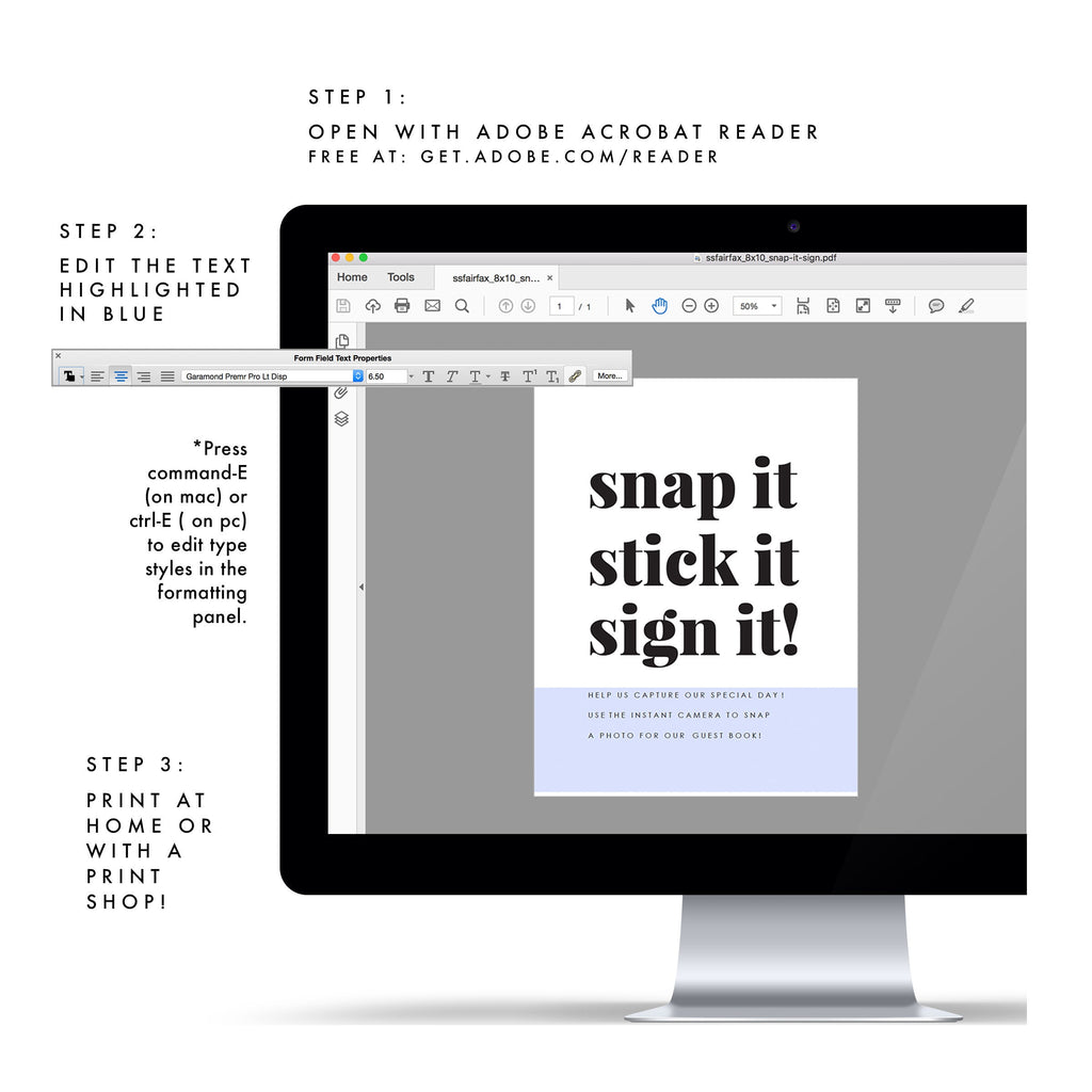 Fairfax Wedding Guest Book Sign: Modern Serif (PDF Template)