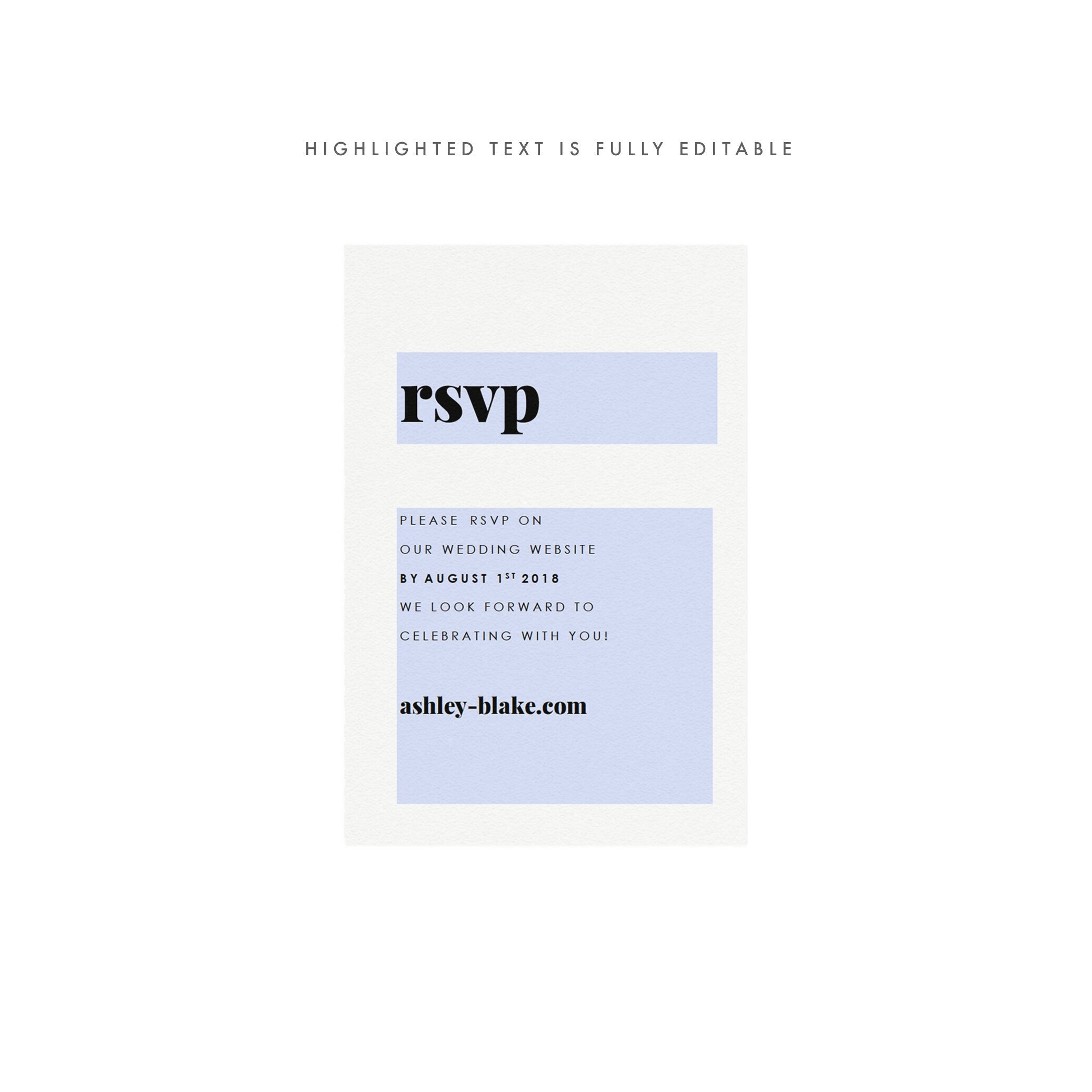 Minimalist Wedding Website RSVP Card Template (PDF Instant Download)
