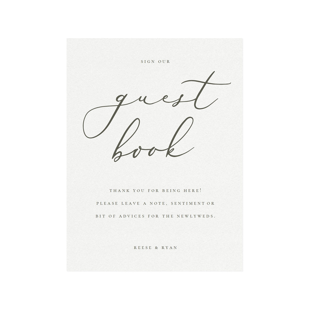 Slate Gray Wedding Guest Book Sign Template: Reese, 5x7 or 8x10 (PDF Instant Download)