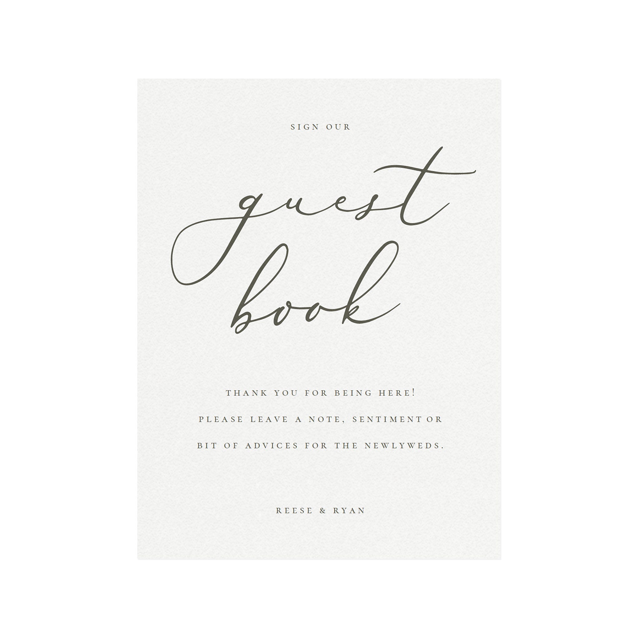 Slate Gray Wedding Guest Book Sign Template: Reese, 5x7 or 8x10 (PDF Instant Download)