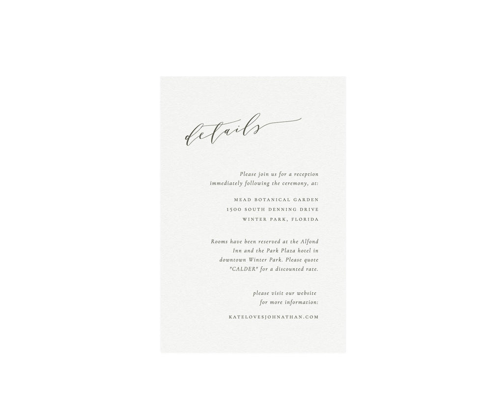 Slate Gray Wedding Details Card: Minimalist Calligraphy (4x6 Printable, Templett)