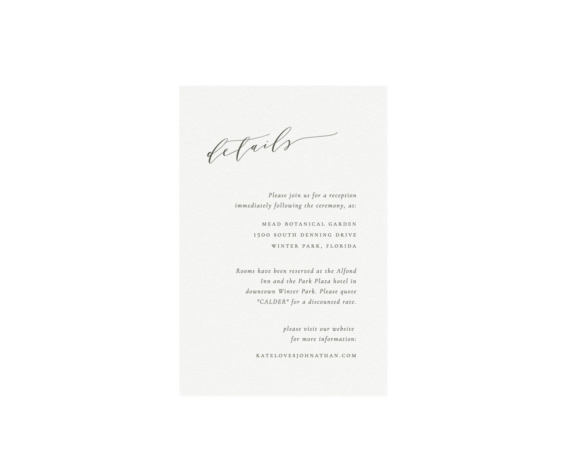 Slate Gray Wedding Details Card: Minimalist Calligraphy (4x6 Printable, Templett)