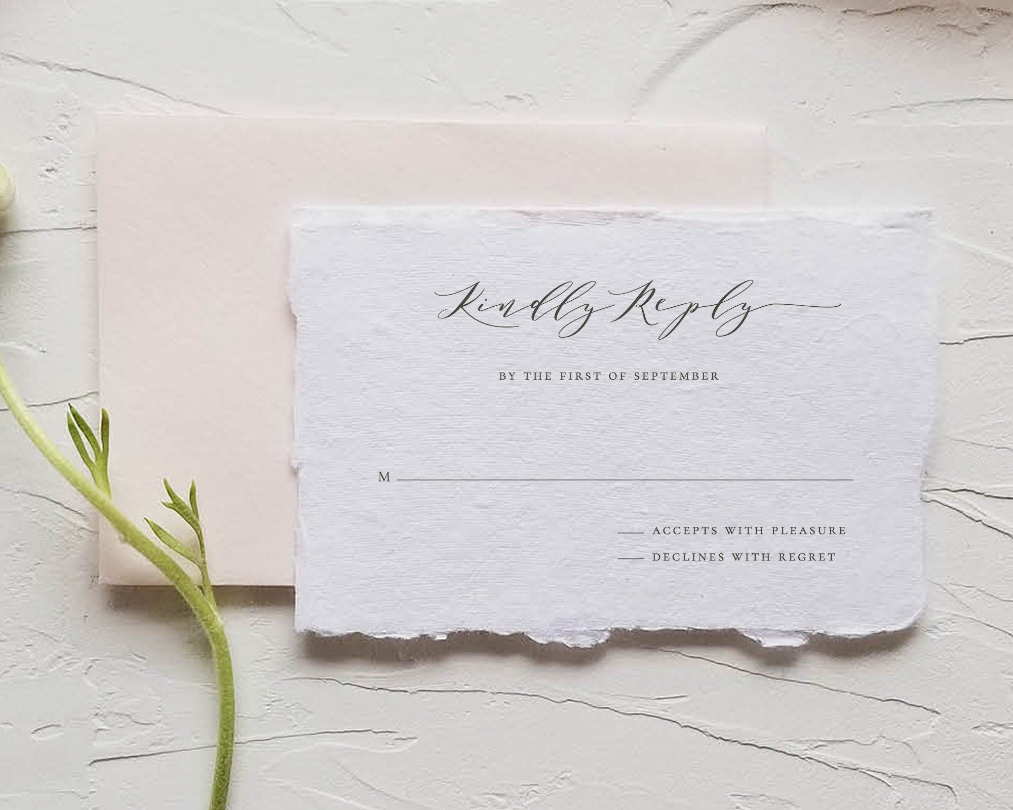 Slate Gray Wedding RSVP Card: Minimalist Calligraphy (Printable Template)