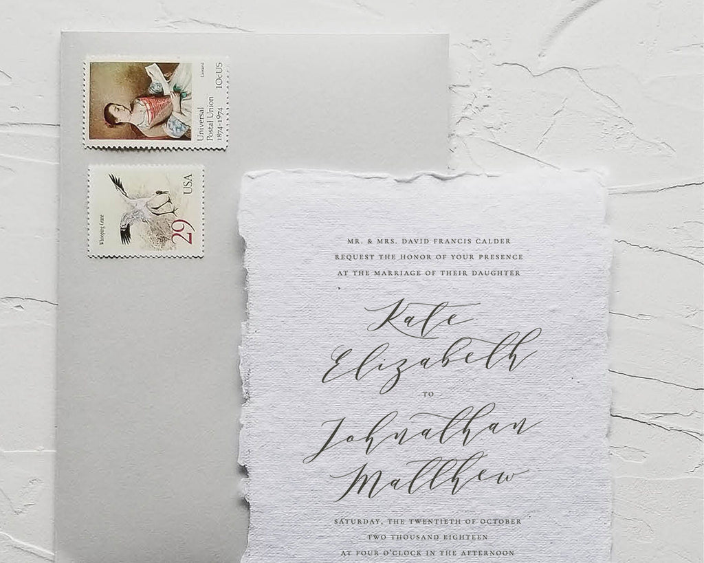 Slate Gray Wedding Invitation: 5x7 Minimalist Calligraphy (Templett Instant Download)