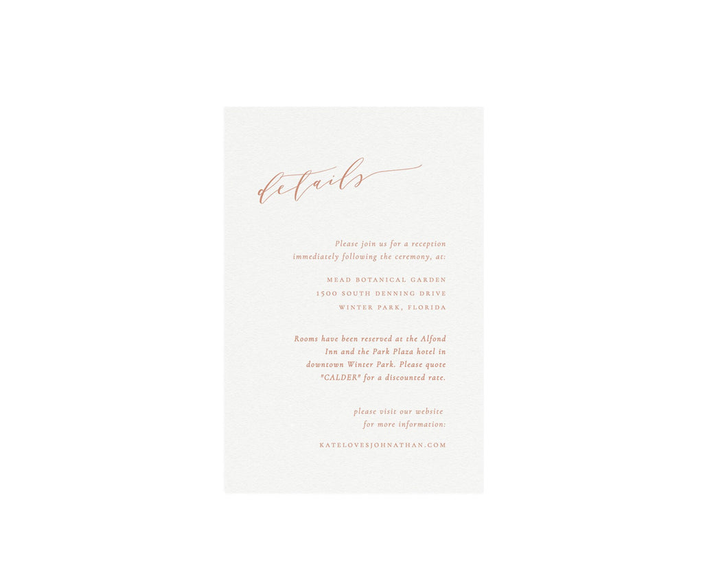 Blush Wedding Details Card: Minimalist Calligraphy (4x6 Printable Template)