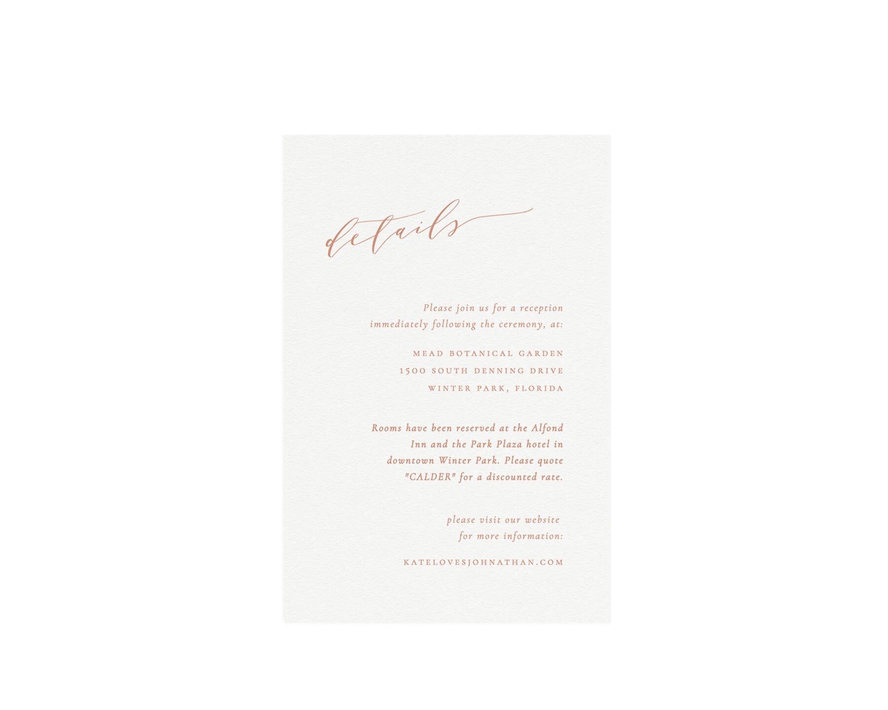 Blush Wedding Details Card: Minimalist Calligraphy (4x6 Printable Template)