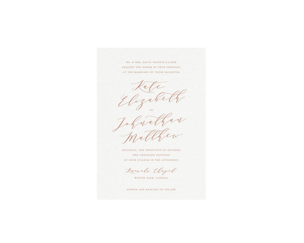 Blush Wedding Invitation Suite: Minimalist Calligraphy, 4-Piece (Digital Download)
