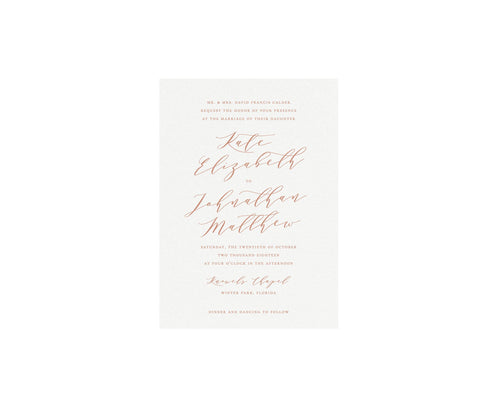 Blush Wedding Invitation Suite: Minimalist Calligraphy, 4-Piece (Digital Download)