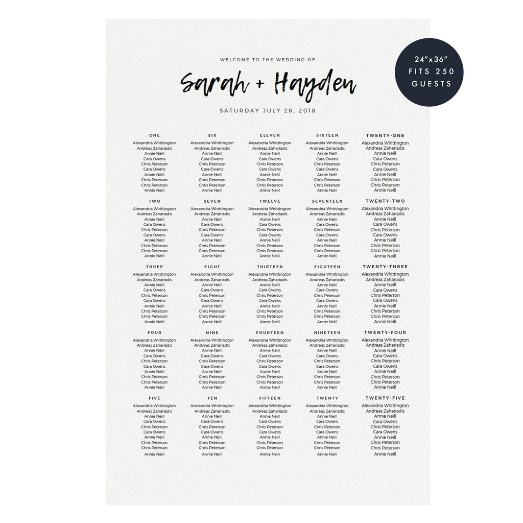 Calligraphy Wedding Seating Chart Sign Printable (PDF Instant Download)