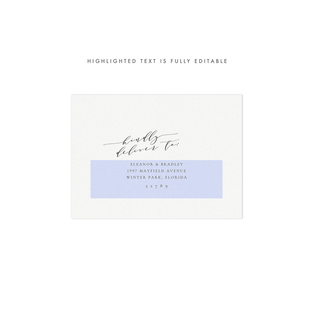 Calligraphy Wedding RSVP Envelope Template: A6 Printable (PDF Instant Download)