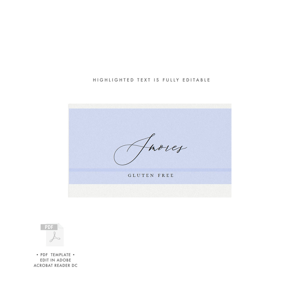 Adler Calligraphy Tent Card Template: Editable Buffet Cards (PDF Download)
