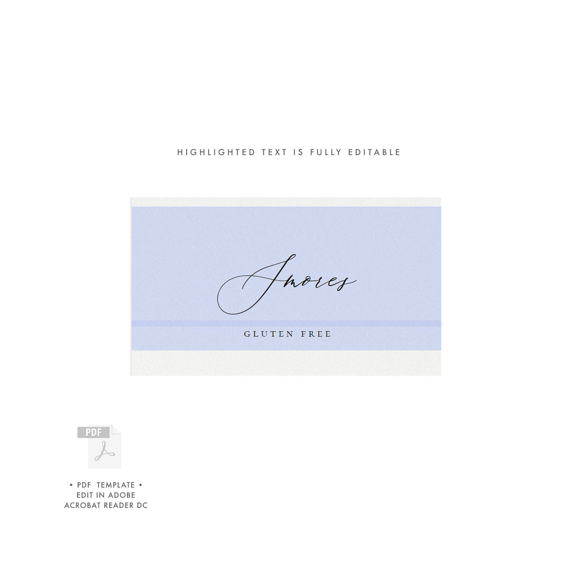 Adler Calligraphy Tent Card Template: Editable Buffet Cards (PDF Download)