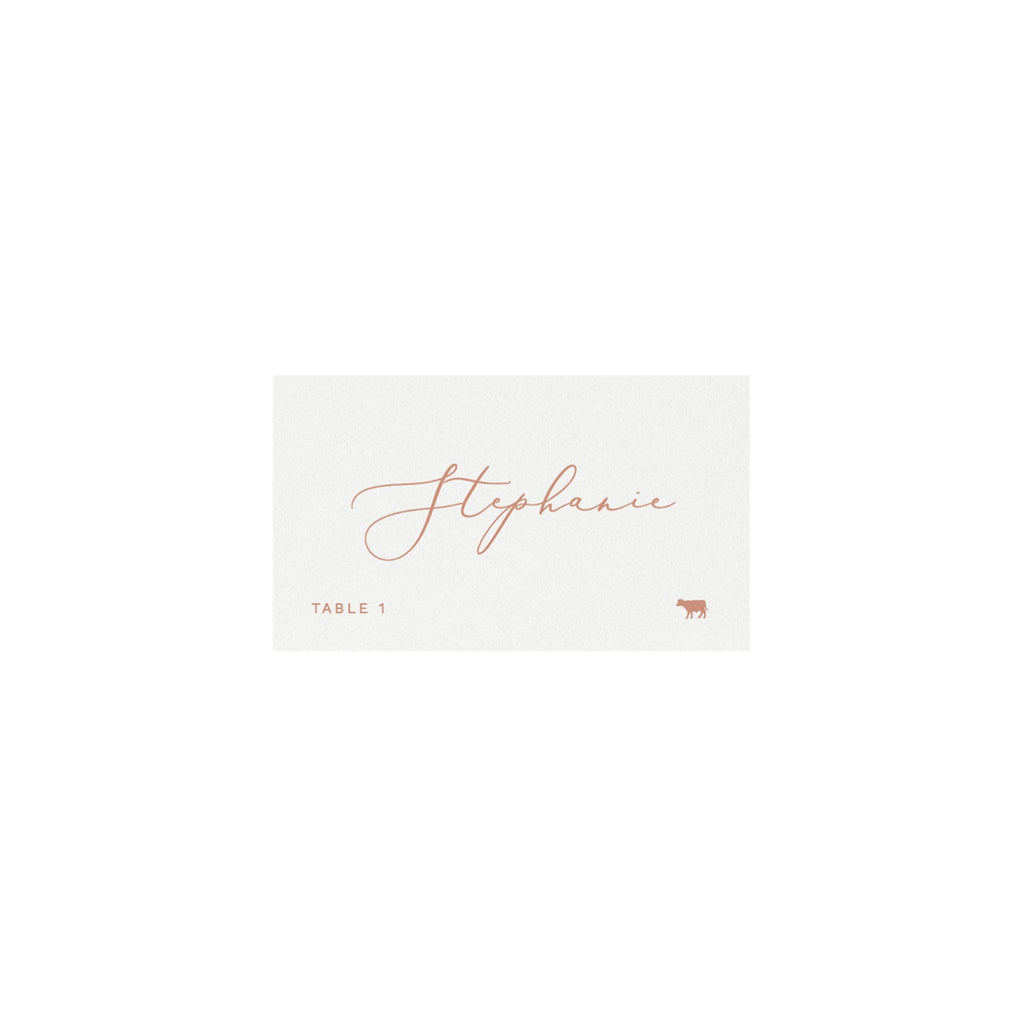 Marlow: 3.5x2 FLAT and FOLDED Escort Card Template with Meal Icons in Blush, Calligraphy Tented Place Cards, Templett Instant Download