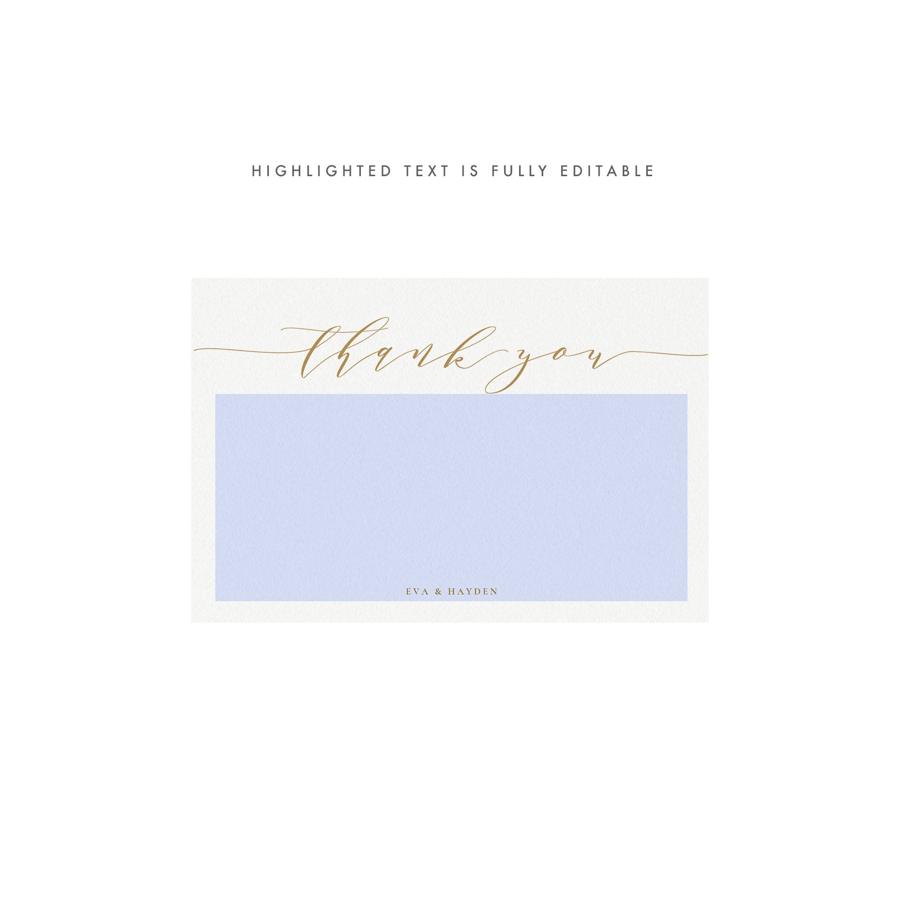 Gold Calligraphy Thank You Card Template: Melia, Editable (PDF Instant Download)