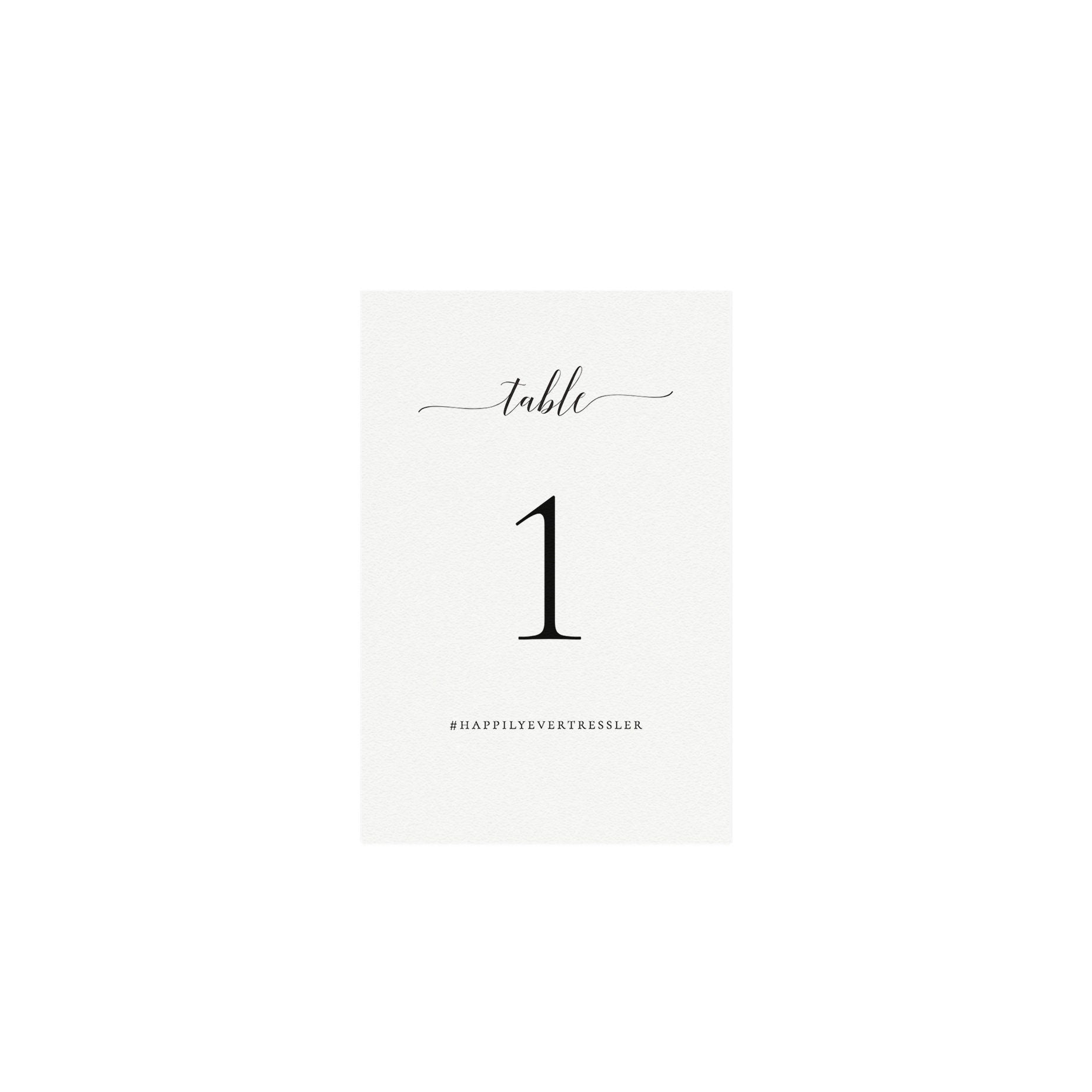 Wedding Table Number Template: 4x6 or 5x7, Social Media Hashtag (Digital Download)