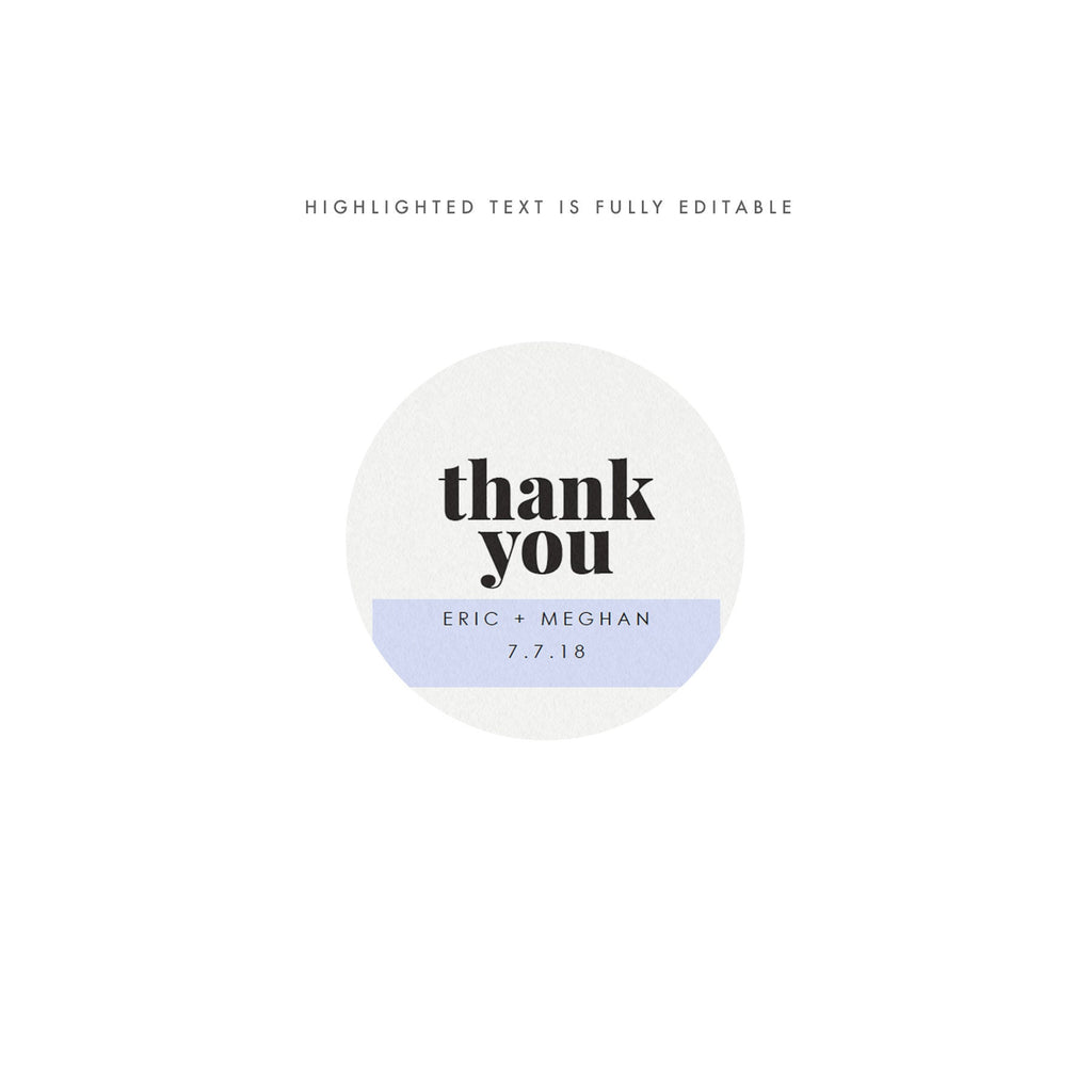 Fairfax Wedding Favor Sticker Template: Avery 22830 (PDF Instant Download)