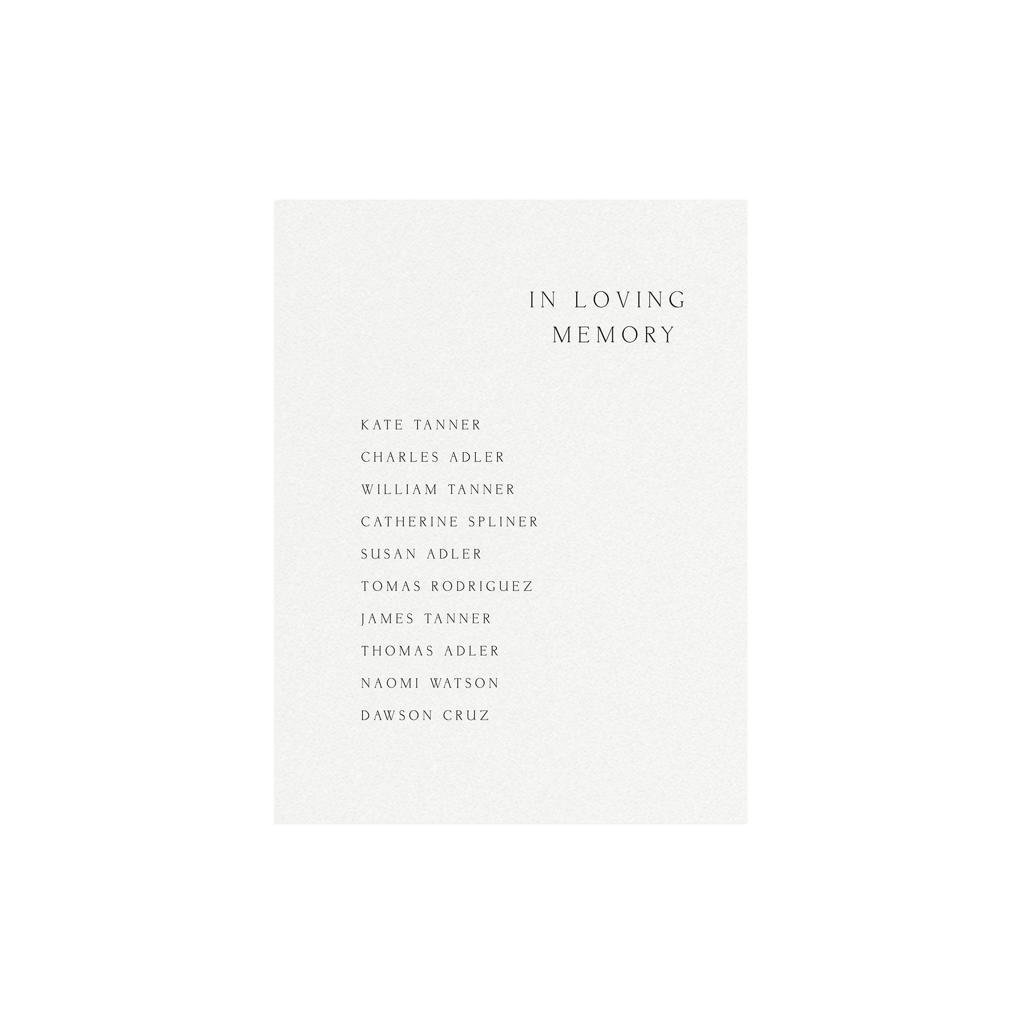 Minimalist Wedding Memorial Sign Template: In Loving Memory (Digital Download)