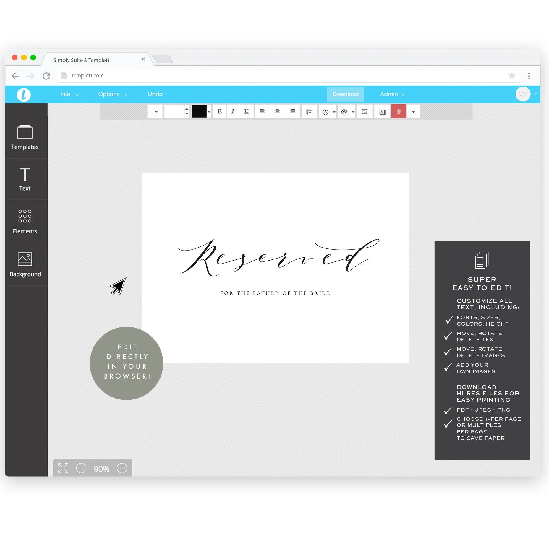 Melia Reserved Table Sign Template: Elegant Wedding Decor (Digital Download)