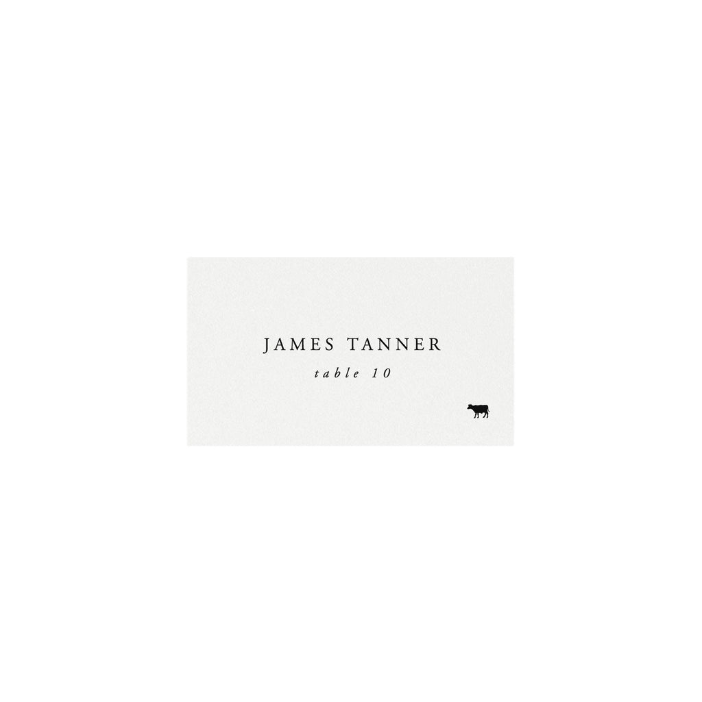 Gardner: Escort Card Printable Template in Black with Meal Icons, 3.5x2, AVERY 5302, Flat and Folded, Editable Templett Instant Download