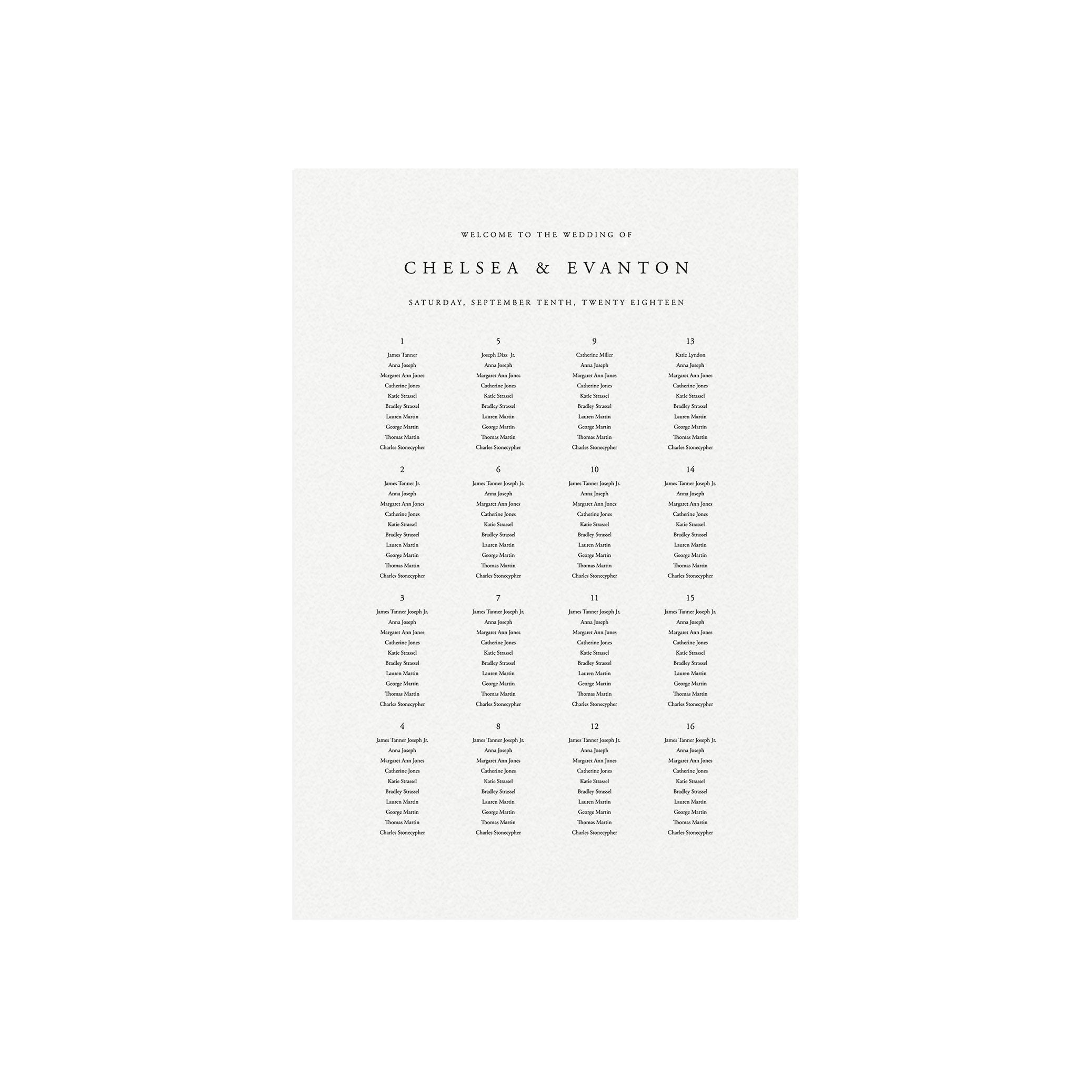 Wedding Seating Chart Poster Template: Elegant Gardner Design (Instant Download)