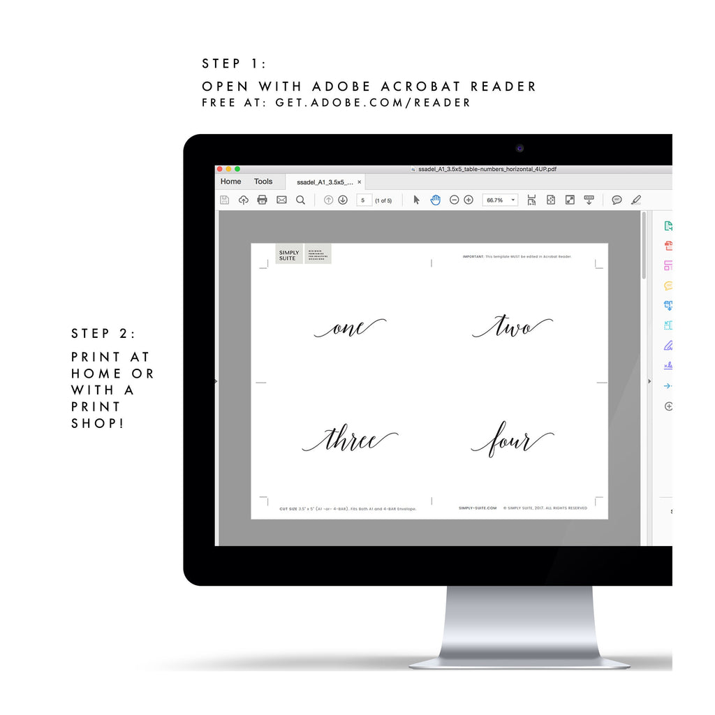 Modern Calligraphy Wedding Table Numbers 1-32 (PDF Download)