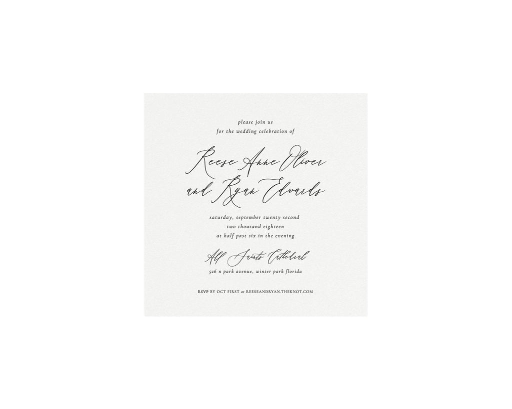 Elegant Calligraphy Wedding Invitation Template: 5x5 Square (Instant Download)