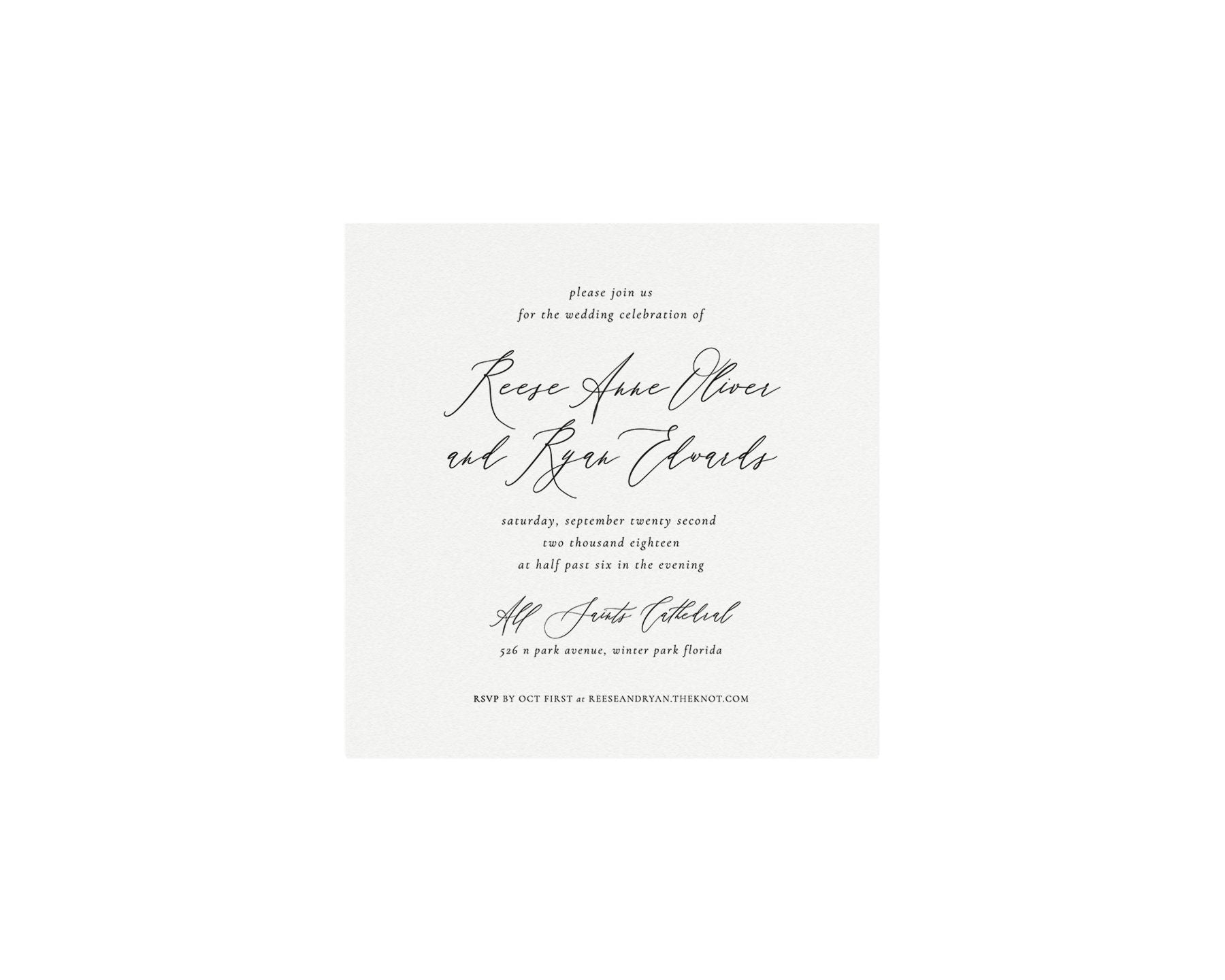 Elegant Calligraphy Wedding Invitation Template: 5x5 Square (Instant Download)