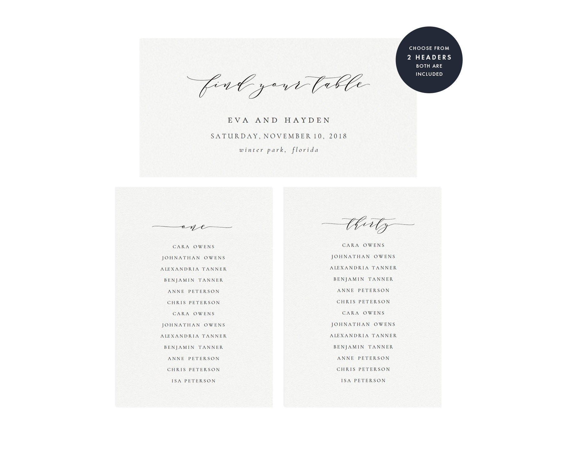 Elegant Hanging Seating Chart Template: Tables 1-30 (Editable PDF)