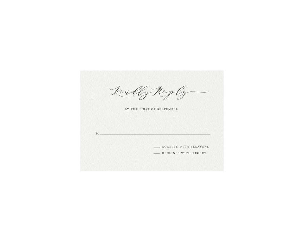 Slate Gray Wedding RSVP Card: Minimalist Calligraphy (Printable Template)