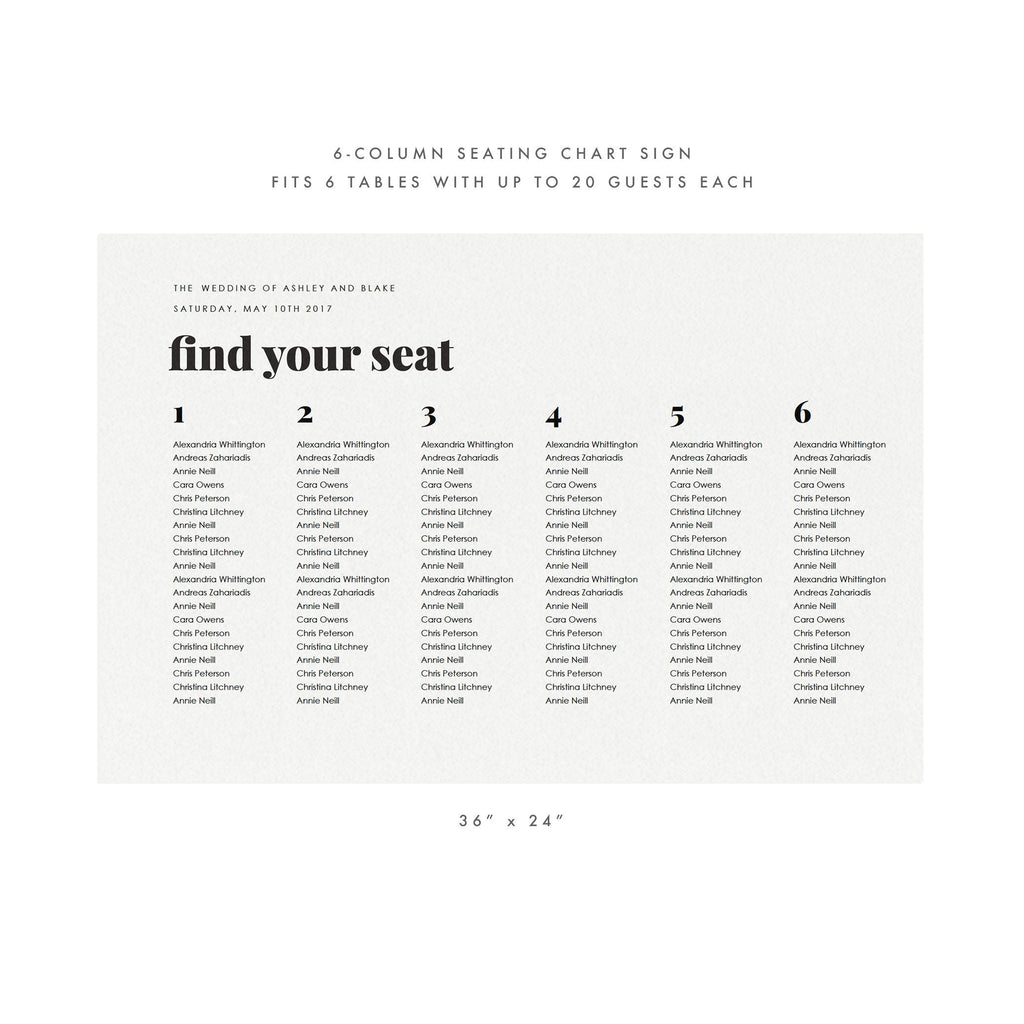 Modern Wedding Seating Chart Sign: Fairfax Printable (PDF Download)