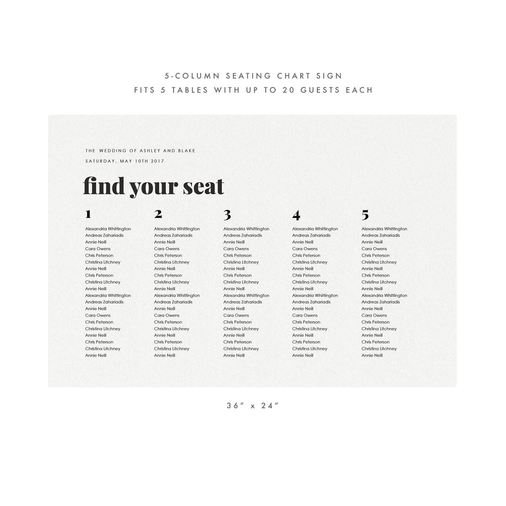 Modern Wedding Seating Chart Sign: Fairfax Printable (PDF Download)