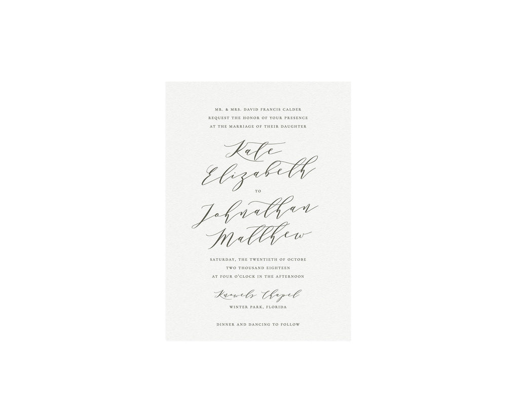 Slate Gray Wedding Invitation: 5x7 Minimalist Calligraphy (Templett Instant Download)