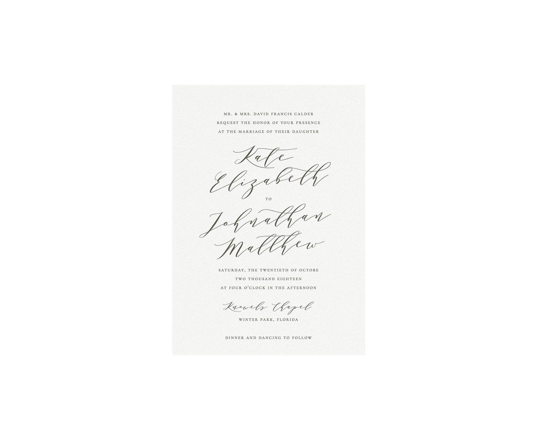Slate Gray Wedding Invitation: 5x7 Minimalist Calligraphy (Templett Instant Download)