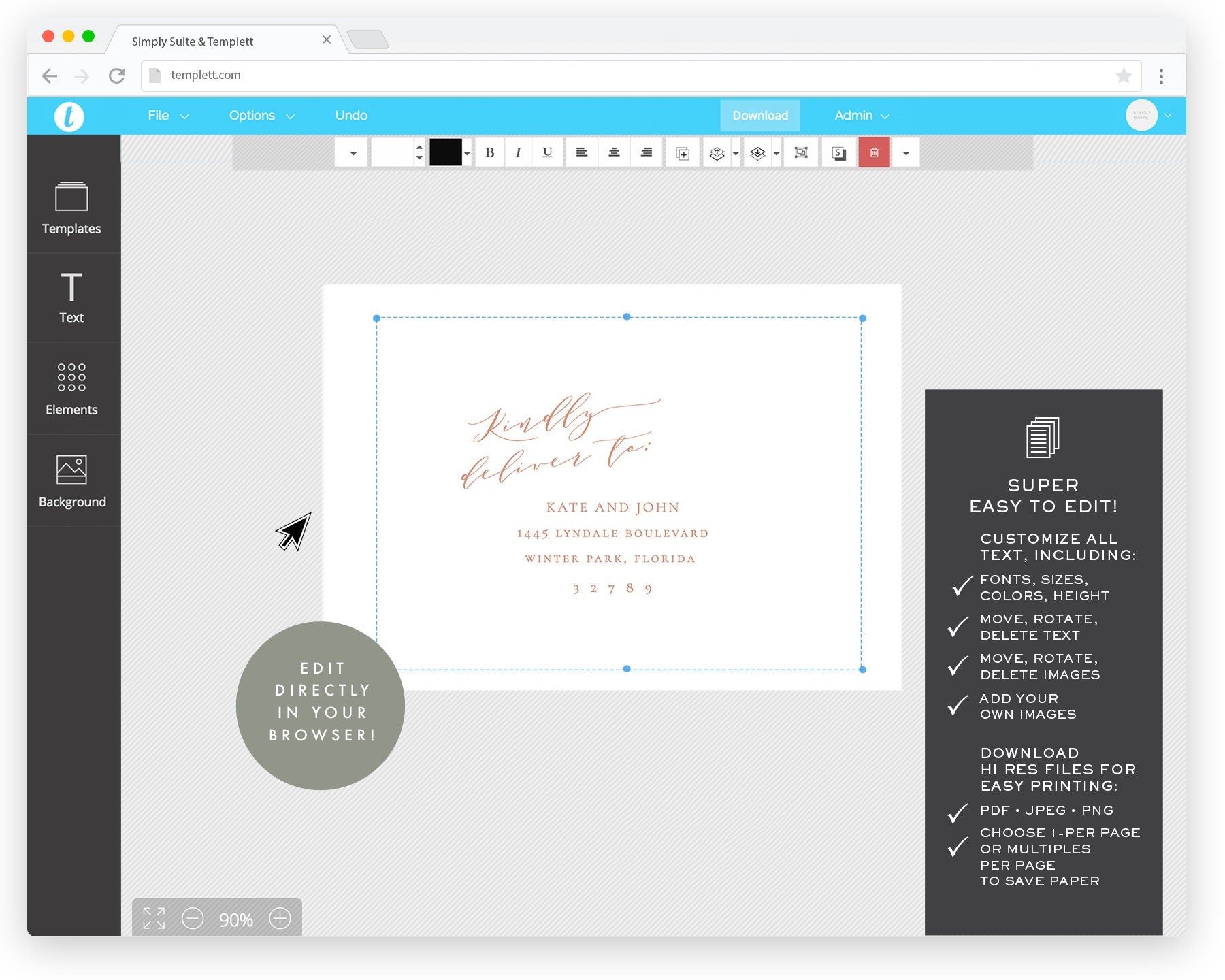 Blush Wedding RSVP Envelope Template: Minimalist Calligraphy (Instant Download)