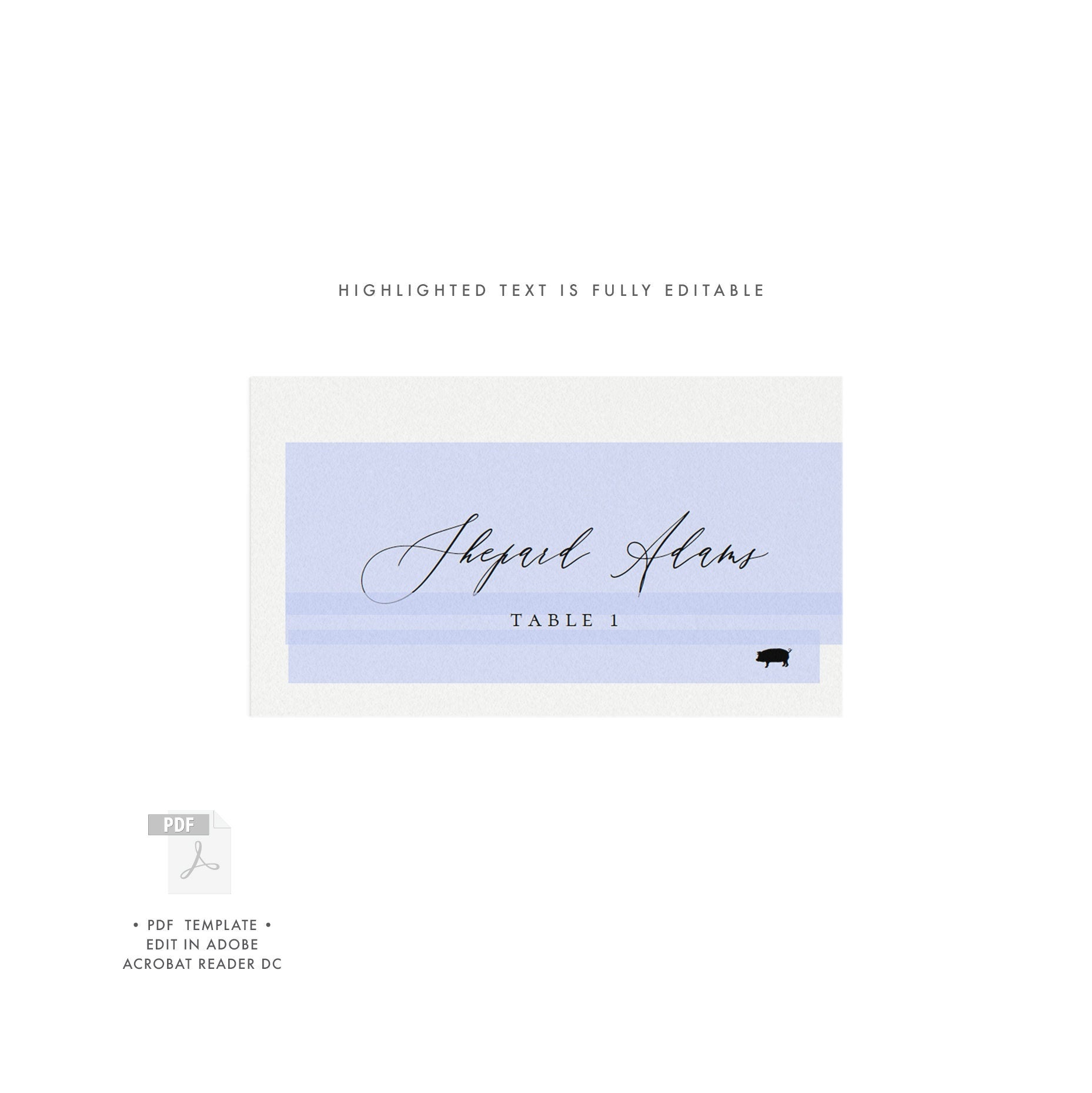 Adler: AVERY 5302 Escort Card Template with Meal Icons, 3.5x2 Folded and Flat Escort Card, Printable Calligraphy PDF Instant Download
