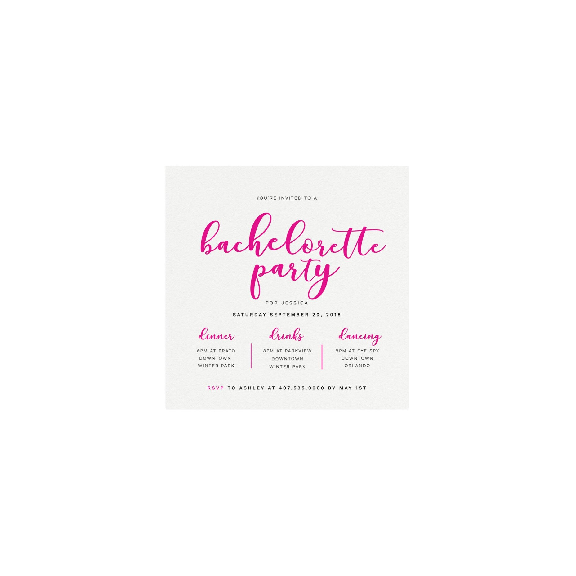 Pink Calligraphy Bachelorette Party Invitation Template (Digital Download)