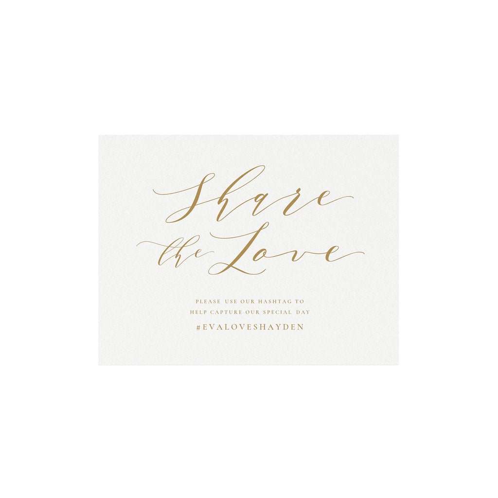 Gold Social Media Wedding Sign: Share the Love (Editable PDF Template)