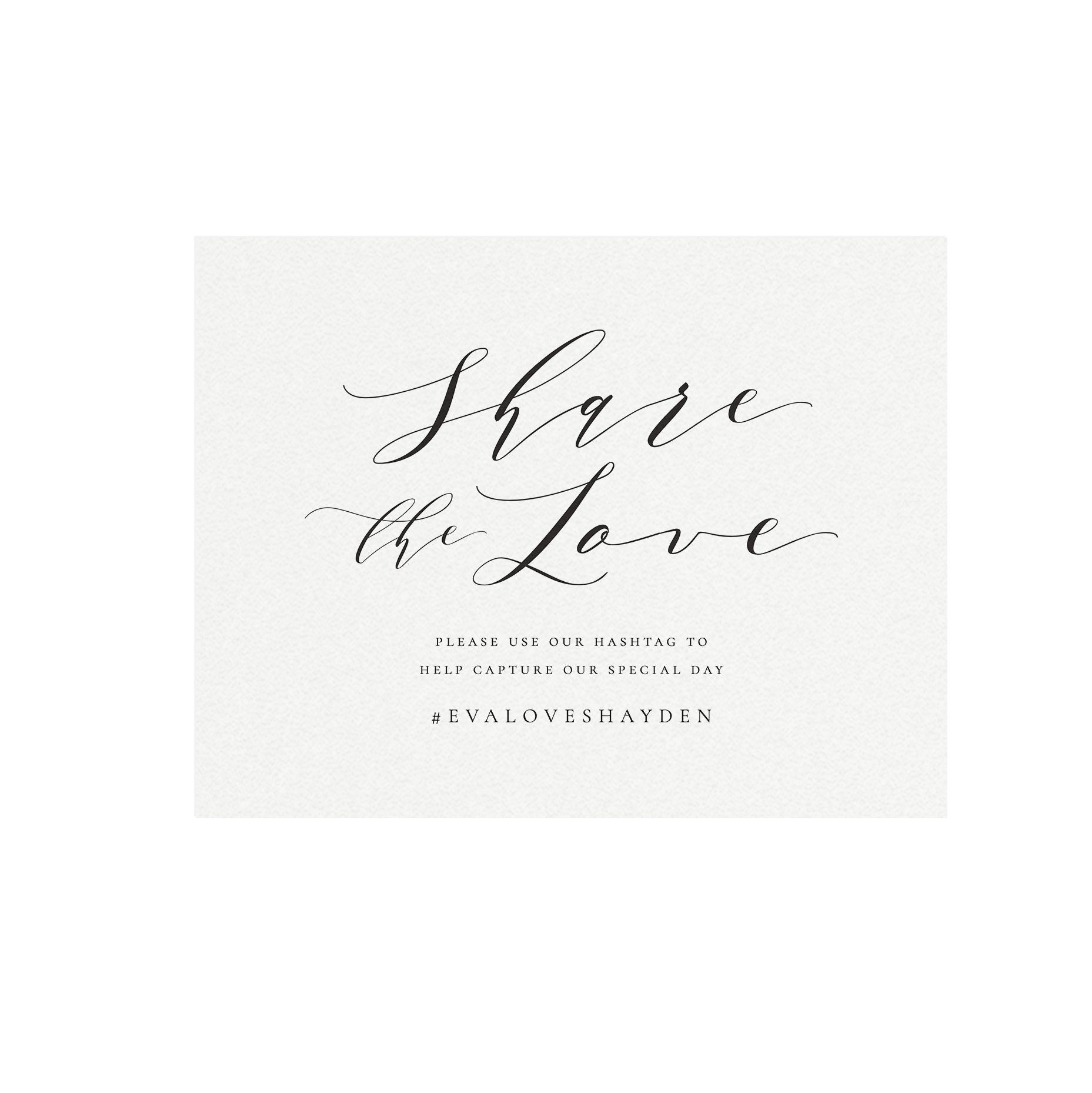 Wedding Social Media Sign: Share the Love, Printable Template (Digital Download)