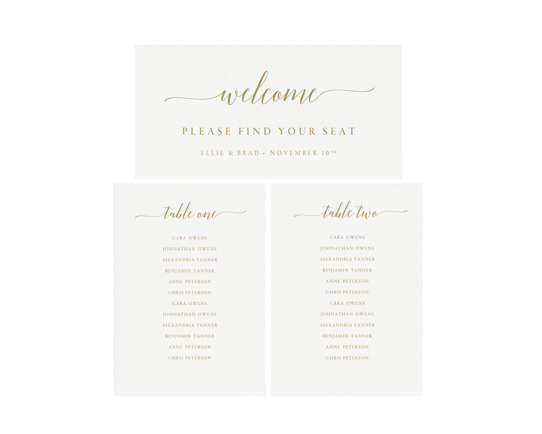Gold Wedding Seating Chart Template: Tables 1-20 (PDF Download)