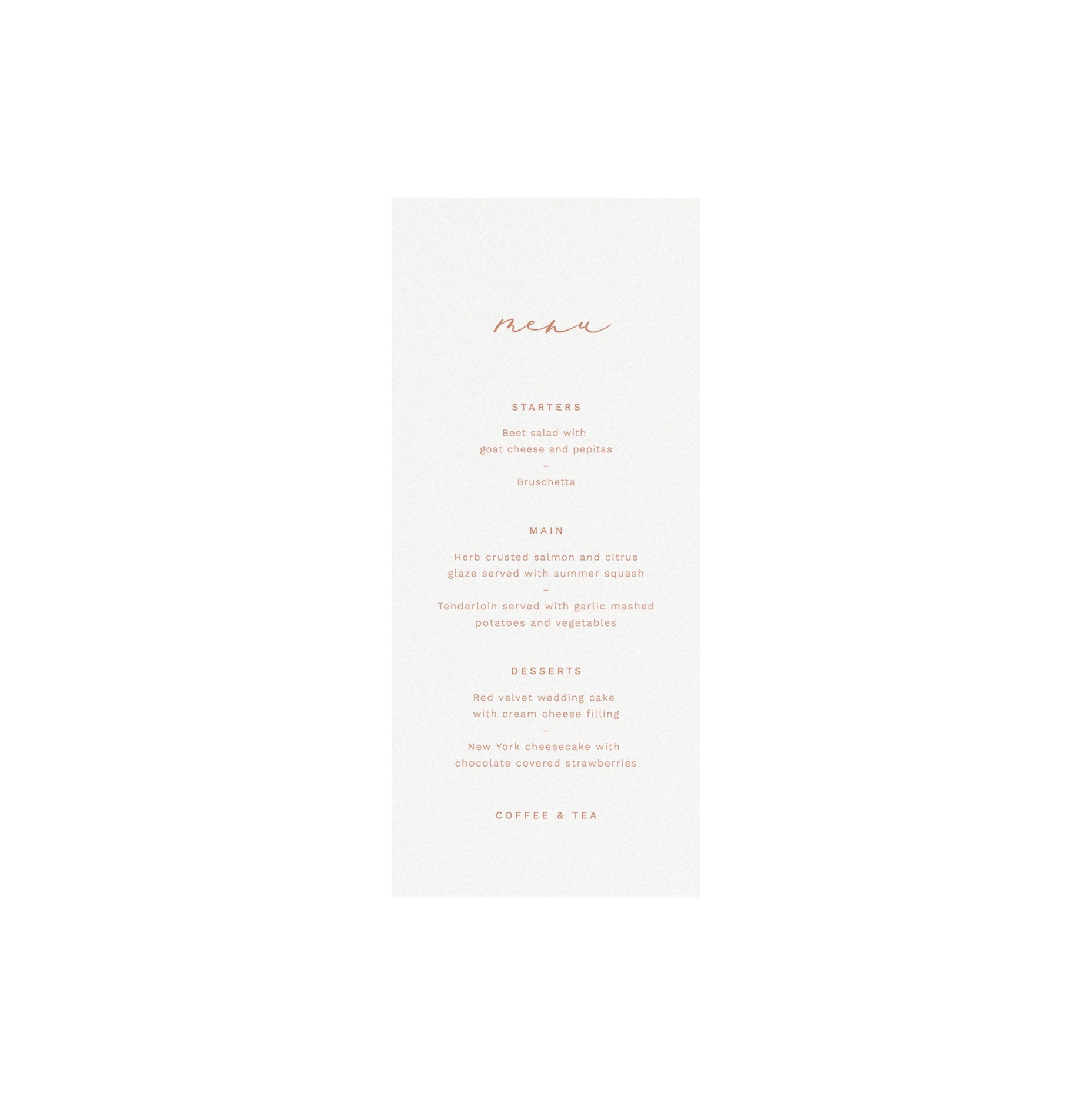 Blush Calligraphy Wedding Menu Template: 4x9 Printable (Instant Download)