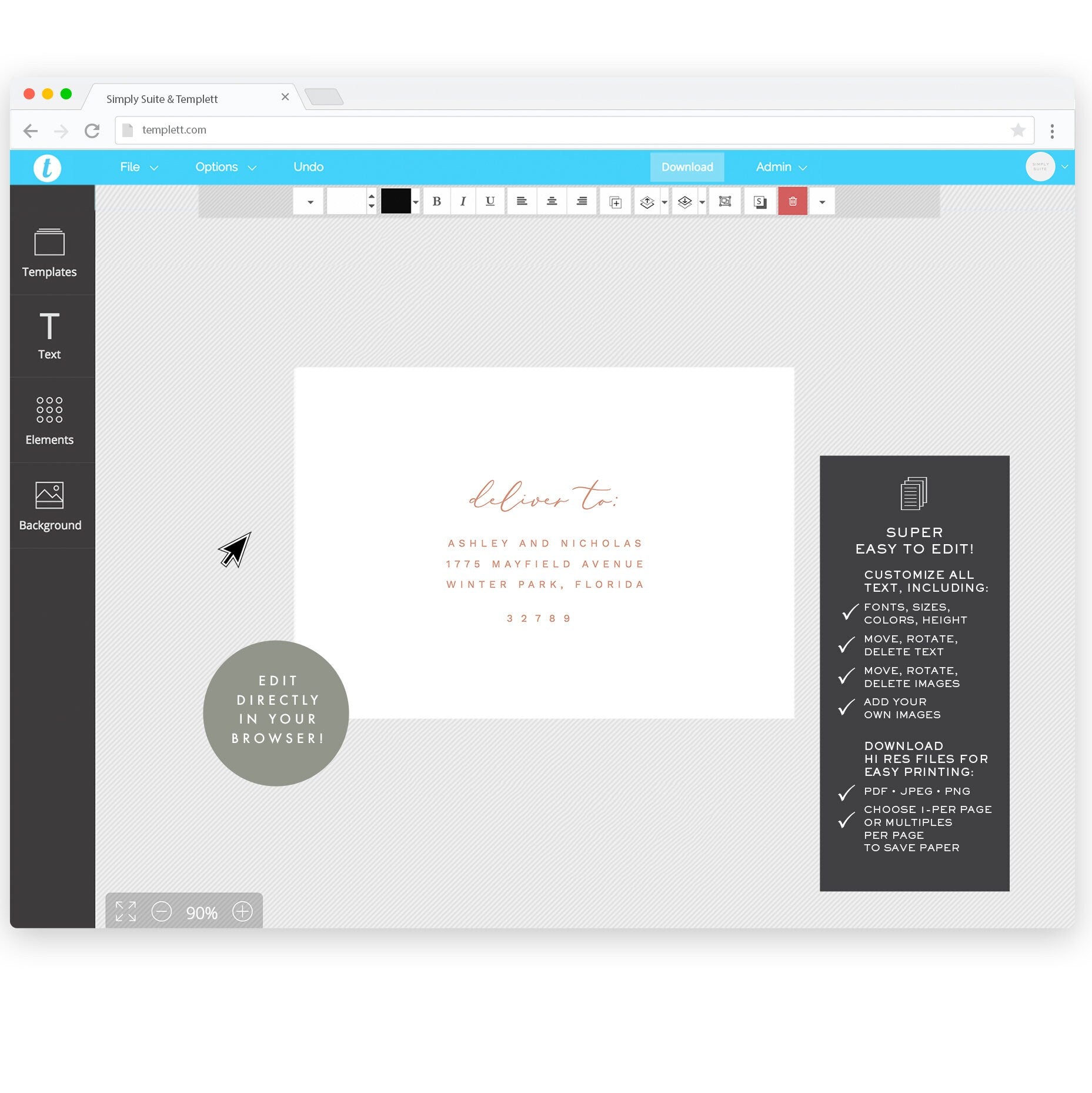 Blush Wedding RSVP Envelope Template: Printable 4BAR Calligraphy (Digital Download)