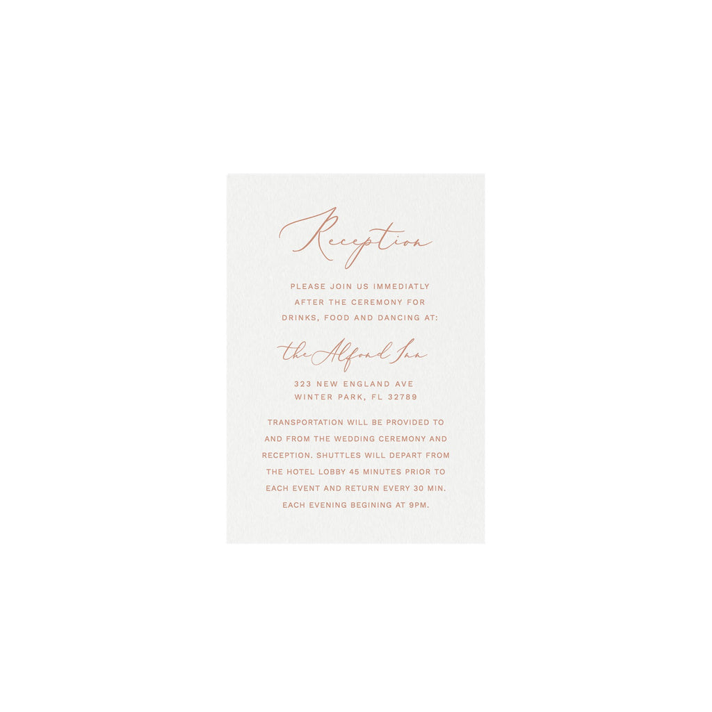 Blush Calligraphy Reception Card: 3.5x5 Wedding Info (Editable Template)
