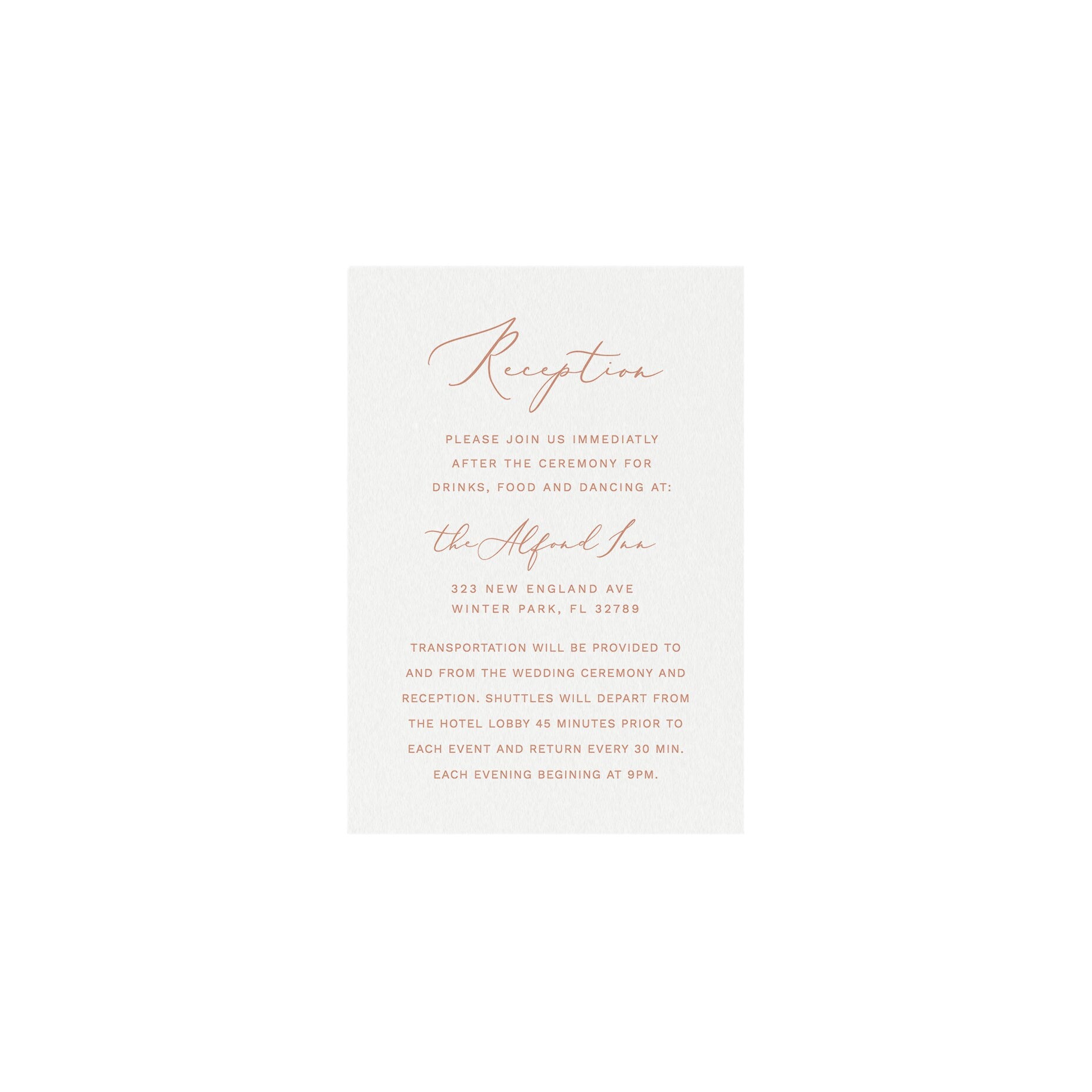 Blush Calligraphy Reception Card: 3.5x5 Wedding Info (Editable Template)