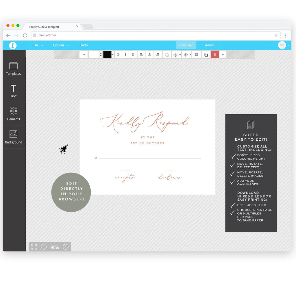 Blush Wedding RSVP Card Template: 3.5x5 Printable Reply Card (Instant Download)