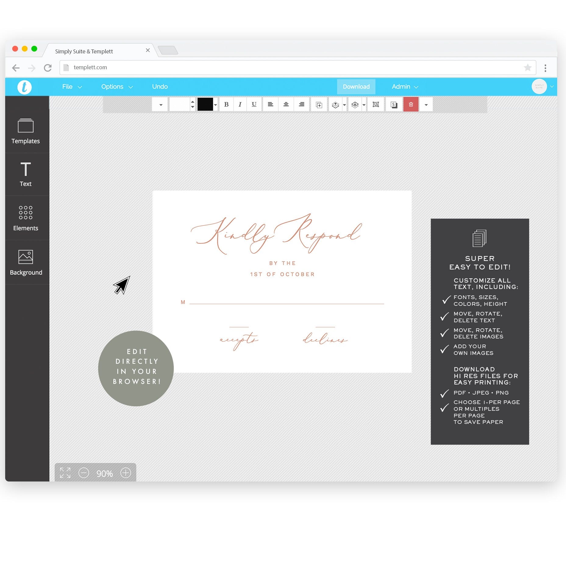 Blush Wedding RSVP Card Template: 3.5x5 Printable Reply Card (Instant Download)