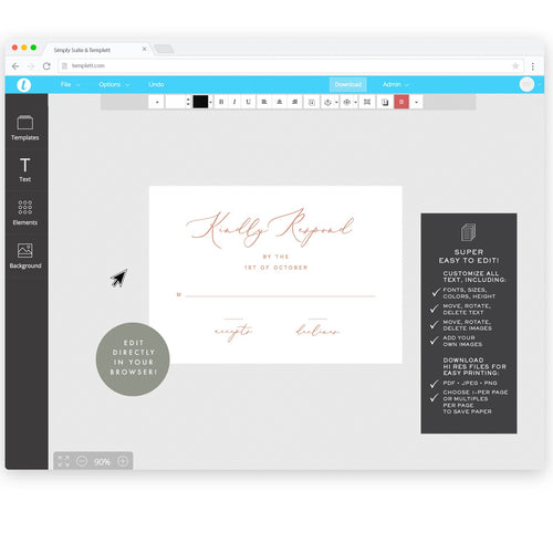 Blush Wedding RSVP Card Template: 3.5x5 Printable Reply Card (Instant Download)