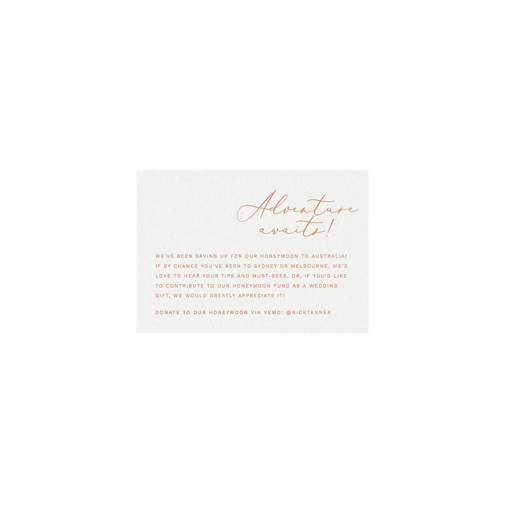Blush Honeymoon Fund Card Template: Calligraphy Wedding Registry (Digital Download)
