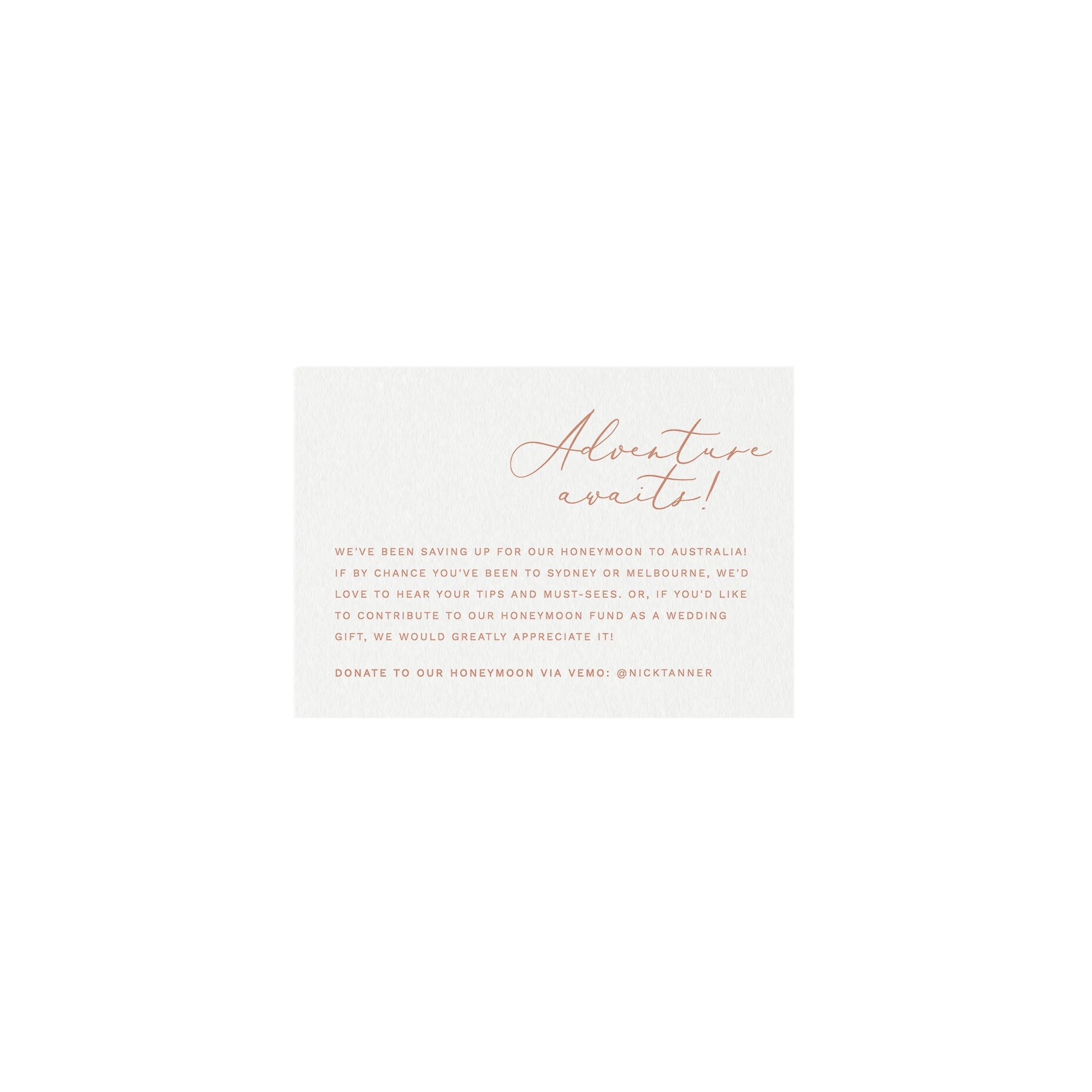 Blush Honeymoon Fund Card Template: Calligraphy Wedding Registry (Digital Download)
