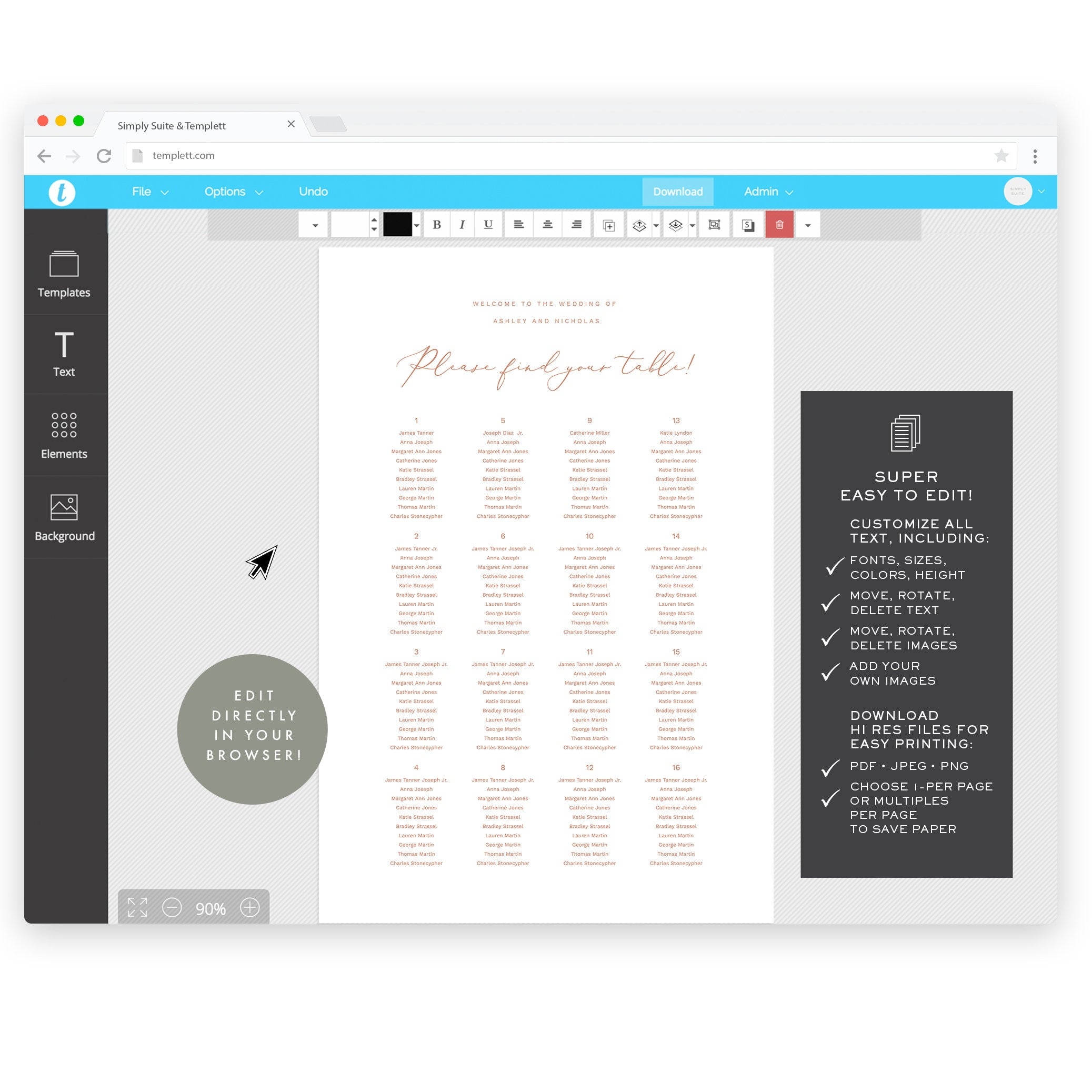 Blush Wedding Reception Templates Bundle: Seating Chart, Menu, Place Card (Digital Download)
